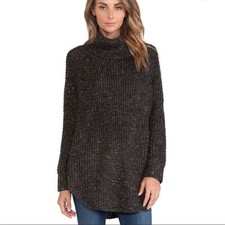 Free People Dylan Tweedy Pullover Cowl Neck Wool Linen Blend Sweater Size XS