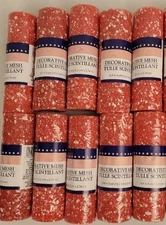 Crafter's Square Splatter Flocked Deco Mesh Red 6" x 3yds Lot of 10 Patriotic