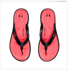 Under Armour Girl's Marbella V Flip-Flop Sandals Black/Pink Size 1 -3