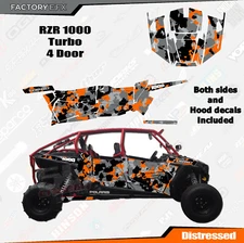 Gray Orange Distressed Camo Graphics kit fit Polaris RZR 1000 Turbo 4 Door 14-18