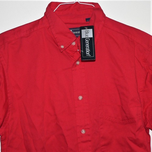 MEN'S 'BLUE GENERATION' RED UNIFORM WORKSHIRT ~ Size M~ New With Tags / NWT L/S - Picture 3 of 11