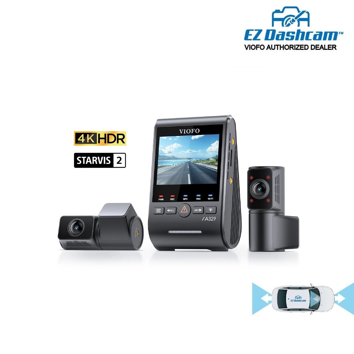 VeroCity 三PLUS 2ch+3ch VIOFO A329S-3CH 4K 60FPS Front + 2K Rear + Inside Dash Cam