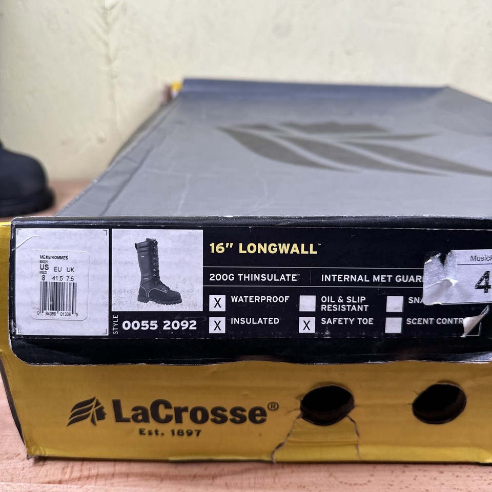 LACROSSE GORETEX WATERPROOF 16" LONGWALL INSULATED BOOT, UK7.5 US8 EU41