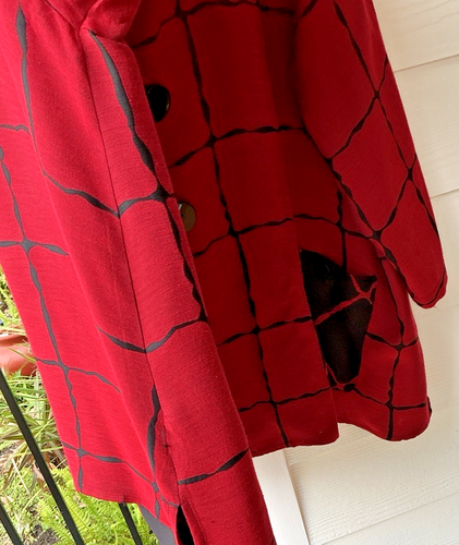Ali Miles Blouse Tunic Red Black Large Pockets 3 Button 3X - Picture 9 of 15