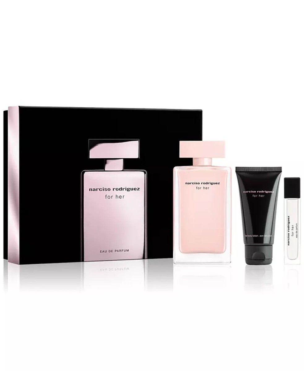 narciso rodriguez for her コフレセット 【3個セット】 NARCISO RODRIGUEZ 3PC GIFT SET - 3.4OZ EDP +1.7OZ BODY LOTION +
