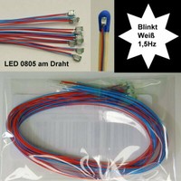 10 StüCk Smd Led 0805 Weiß Blinkt Blinkend Flash 1,5 Hz Mit Microkabel B14/18