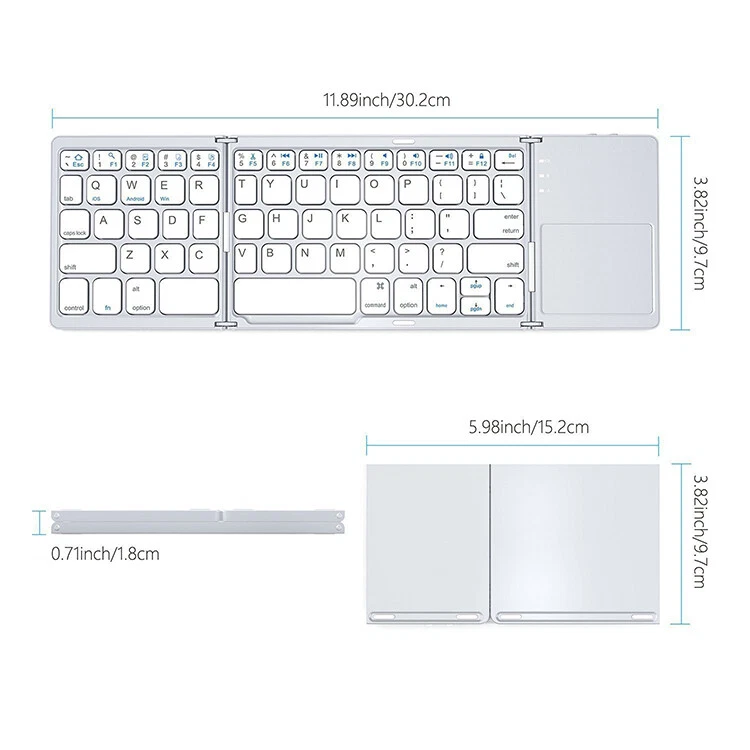 MOJO-HOME Bluetooth Wireless Folding Keyboard with Touchpad SILVER - Image 2 of 4
