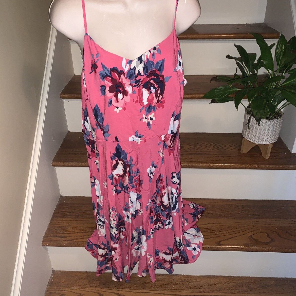 OLD NAVY Fuchsia Magenta Hot Pink Floral Tie Dye Sun Dress SEXY Size L  tb119