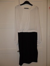 BNWT Zara 40'S STYLE Cocktail Black & Cream Dress LARGE L RACES WEDDING PARTY