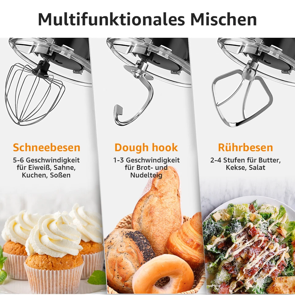 Küchenmaschine Knetmaschine Teigmaschine Fleischwolf Rührmaschine Standmixer DE - Bild 3 von 4
