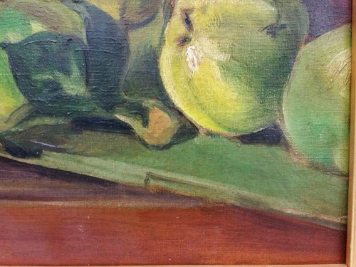 Vintage Huile Peinture sur Toile Encadré Fruit Nature Morte - Picture 5 of 10