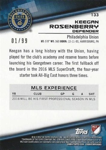 2016 Topps Major League Soccer Blue Parallel /99 (#131 - #140) - MLS - Picture 8 of 20