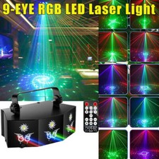 Stage Lighting 9-EYE Laser Light DMX Scan Projector Strobe Disco Lights W/Remote