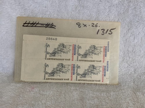 1966 US Stamp 50th Anniv Marine Corp Reserve 3 Plate Block Of 4 5c Scott #1315 * - Picture 7 of 7