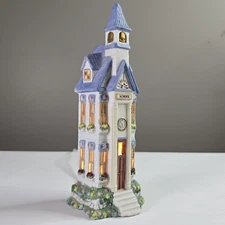 Easter Springtime Porcelain Village Pencil House Style School Building 10.5in