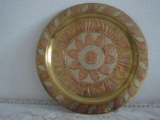 Alte Wand Teller Relief Messing Kupfer Zierteller - Tablett  Handarbeit