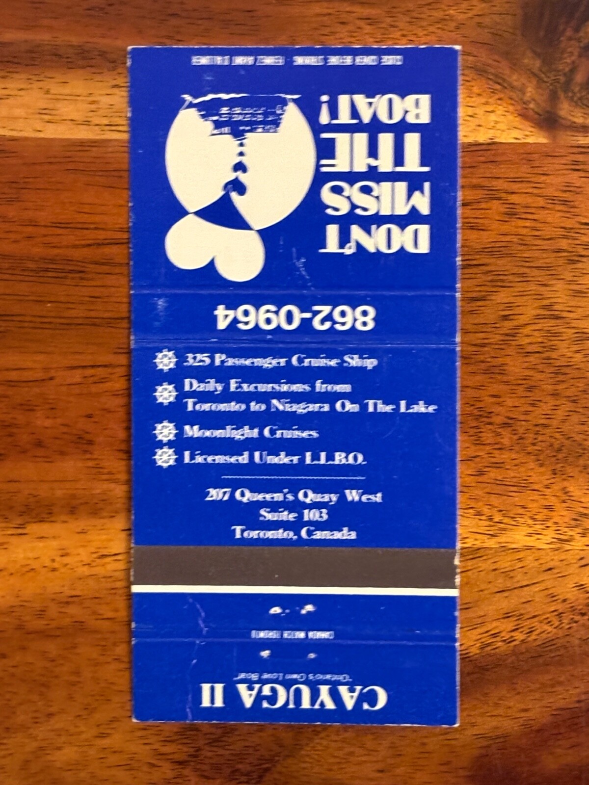 Cayuga II Matchbook Cover Ontario’s Own Love Boat Toronto Canada Cruise Ship
