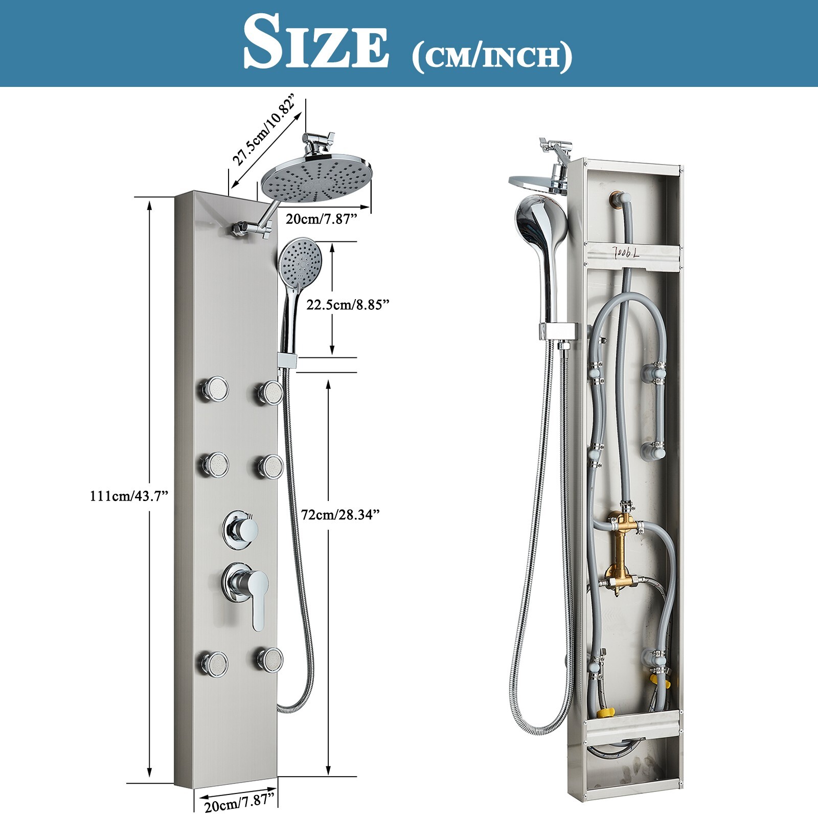 Bathroom Shower Panel Column Mixer Tower Rainfall Massage System