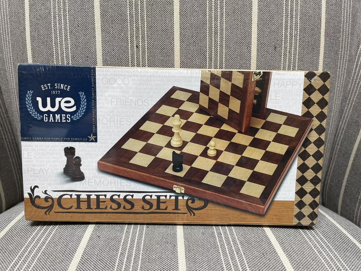 WE Games Chess Set Wood Travel 11.5 Walnut Folding Board Staunton Style