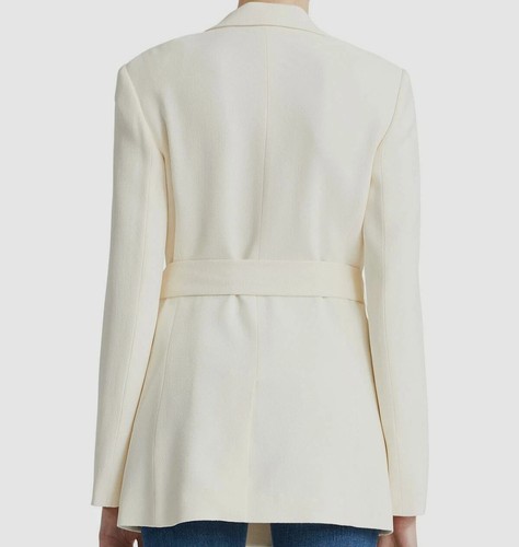 NWT Theory Cream Ivory Eco Rosina Crepe Belted Blazer Jacket Sz 8 $535 NEW Mint - Picture 3 of 10
