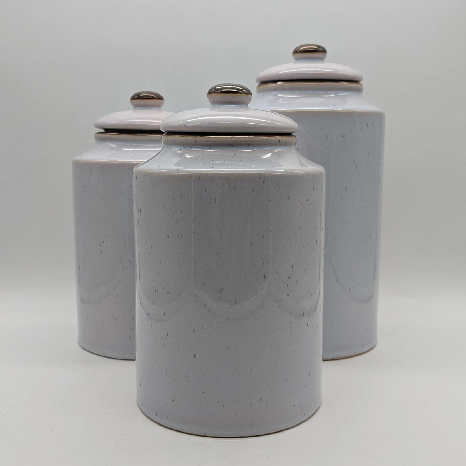 Gallery Canister set white with brown trim set of 3