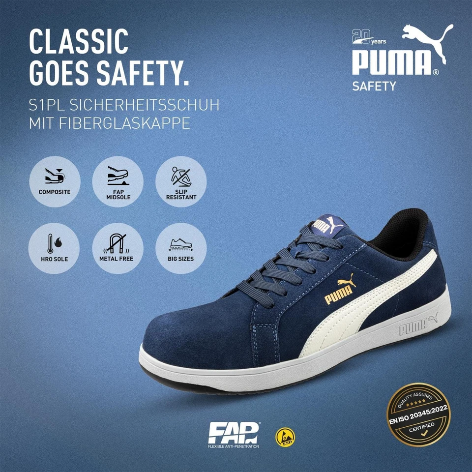 Puma Safety Iconic LOW S1PL ESD Herren Damen Sicherheitsschuhe Arbeitsschuhe - Bild 2 von 4