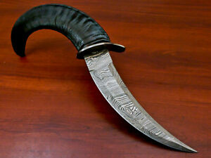 Rody Stan HAND FORGED DAMASCUS DAGGER HUNTING KNIFE - SHEEP HORN - AS-9885