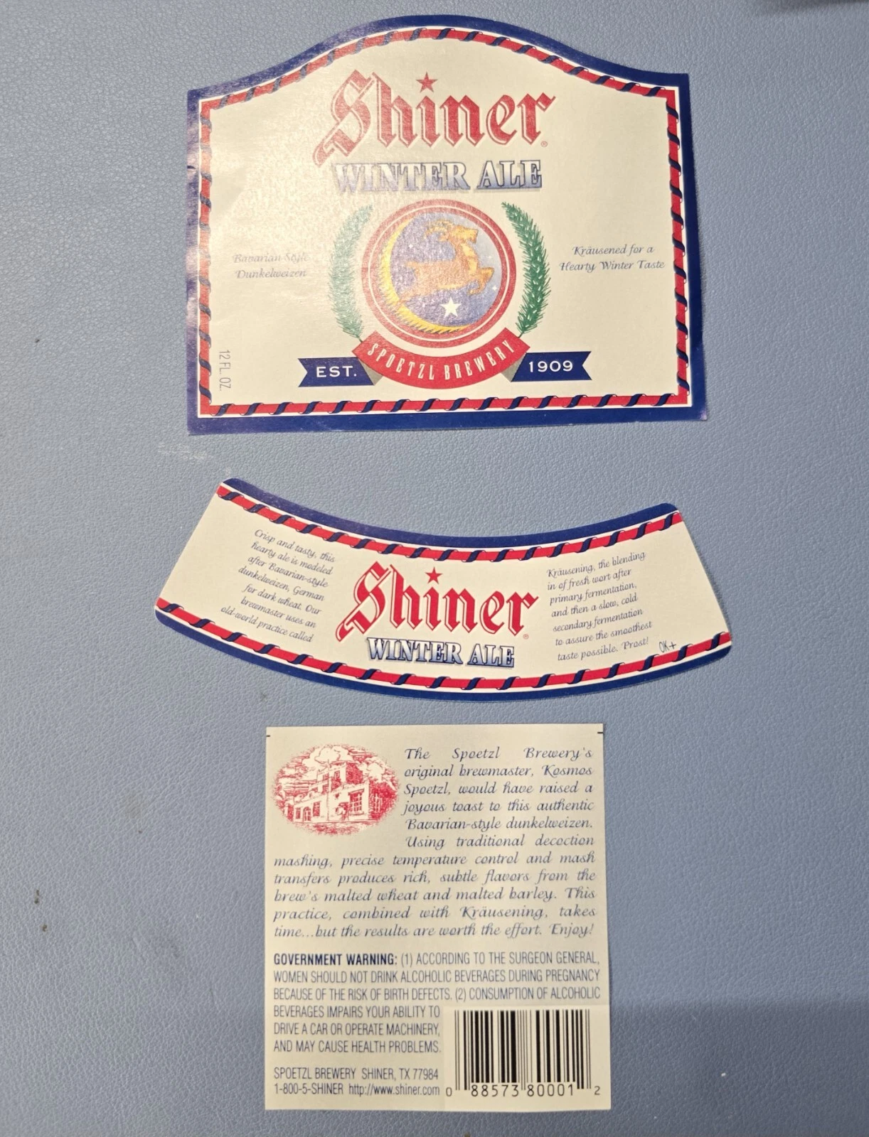 Shiner Winter Ale Beer Label Set Spoetzl Brewery Shiner TEX