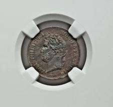 1842 FRANCE LOUIS PHILIPPE BRONZE ESSAI 2 CENTMES NGC GEM MS65 BROWN