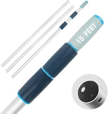 15 FT Heavy Duty Pool Pole, Prime Telescopic Aluminum Standard Pole with
