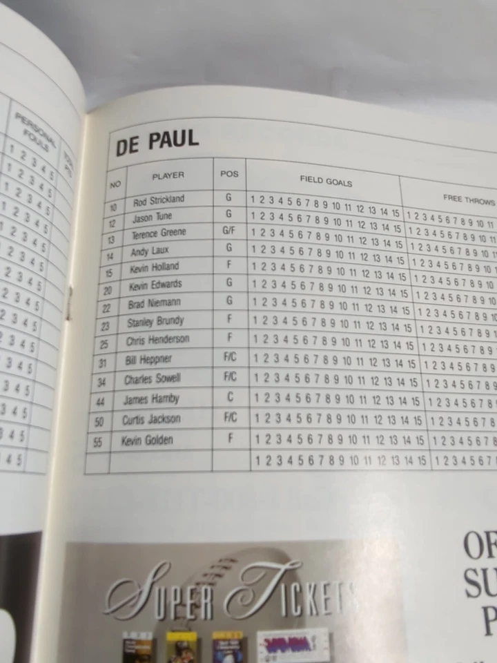 Vintage 1988 DePaul Blue Demons VS Dayton Basketball Program 1/14/1988 - Image 3 of 4