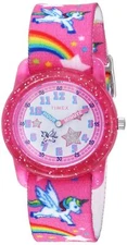 Timex TW7C25500, Kid's Time Machines Pink Elastic Watch, Unicorn, Time Teacher