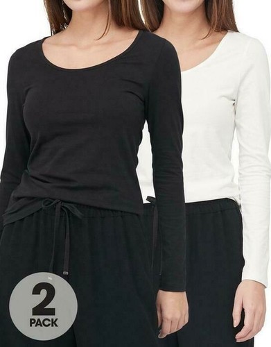 Neu Damen Basic Langarm Schaufel Rundhals T-Shirt Top Stretch kausal UK - Bild 34 von 38
