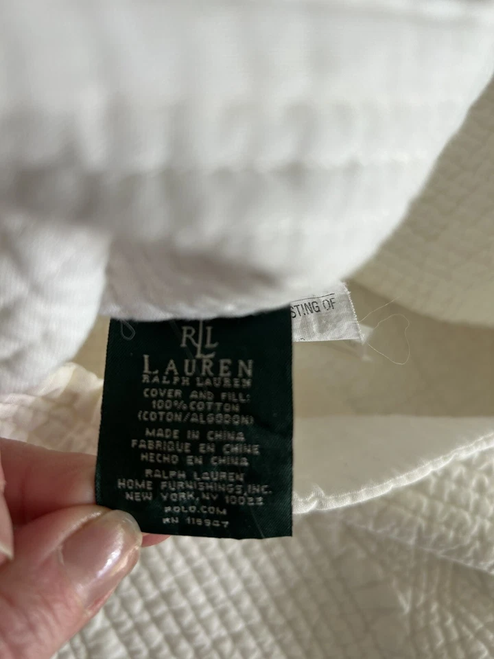 Ralph Lauren La Grange Large Pillow Covers Shams  Cream Lot Of 2 - Image 4 of 4