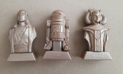 3 Vintage Kellogg's Star Wars Episode 1 Phantom Menace Mini Statuen Büsten
