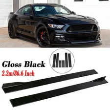 Gloss Black 86.6'' Side Skirt Extension Lower Splitter for Mustang 2016+