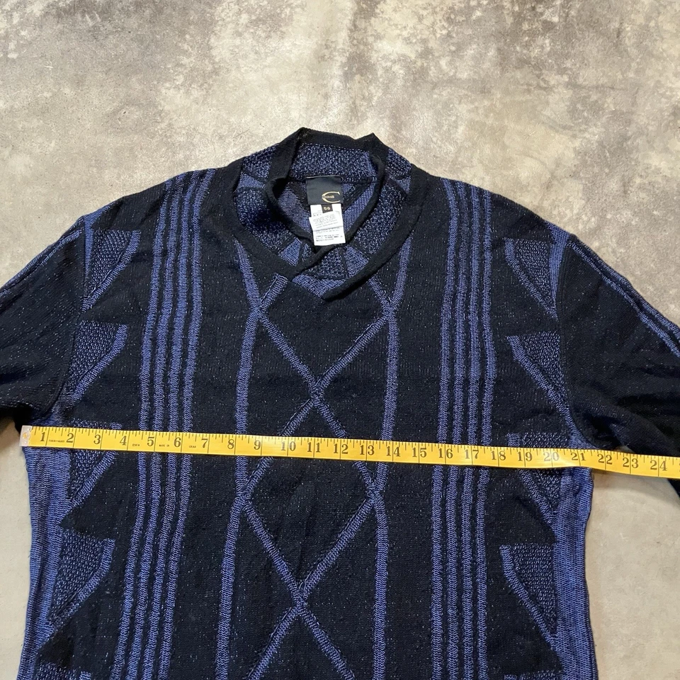 Just Cavalli Sweater Mens 58/ 4XL Angora Cashmere Wool Blend Black Blue - Image 3 of 4