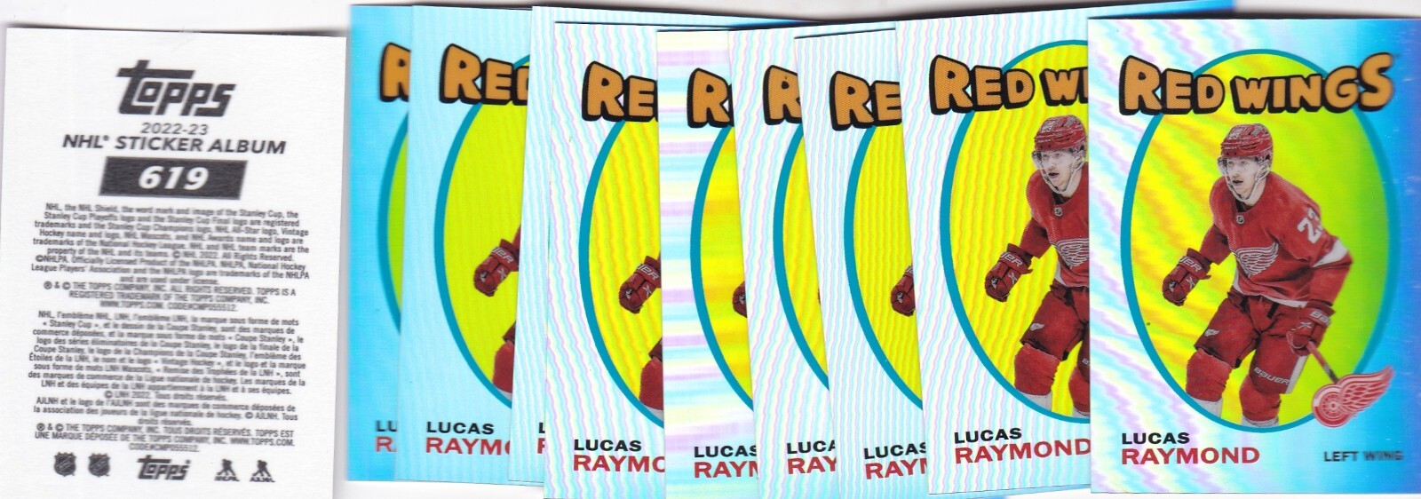 (10) 2022-23 Topps Chrome NHL STICKERS 1971-72 Retro 619 Lucas Raymond R/Cs