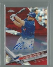 2017 TOPPS CHROME UPDATE KENDRYS MORALES BLUE JAYS RED REFRACTOR AUTO SP 11/25