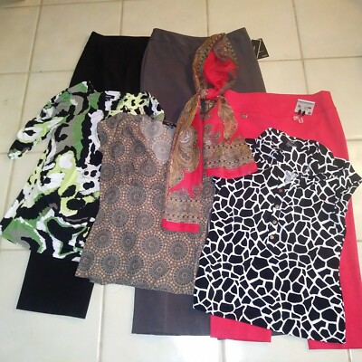 ALFANI LOT OF 6 WORK CAREER SCHOOL CAPSULE WARDROBE black brown red Sz S