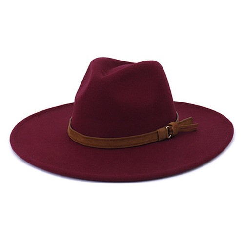 New 9.5cm Wide Brim Cotton Blend Felt Fedora Hat Sunshade Headwear Hats - Picture 8 of 17