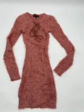 Almost Famous Bodycon Sweater Dress Women Small Pink Knit Party Cocktail Preppy
