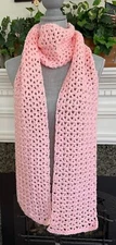 Handmade Crochet Long Scarf Neck Warmer Acrylic Yarn OEKO-TEX Ballet Pink 7"x76"
