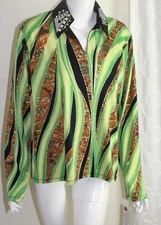 NWT hobby horse western show shirts Sz 1X GLAM Art-to-Wear Riding Shirt Blouse