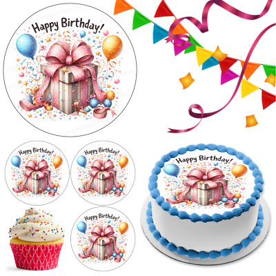 Happy Birthday Luftballon eßbar Tortenaufleger Party Deko Feier Cupcake
