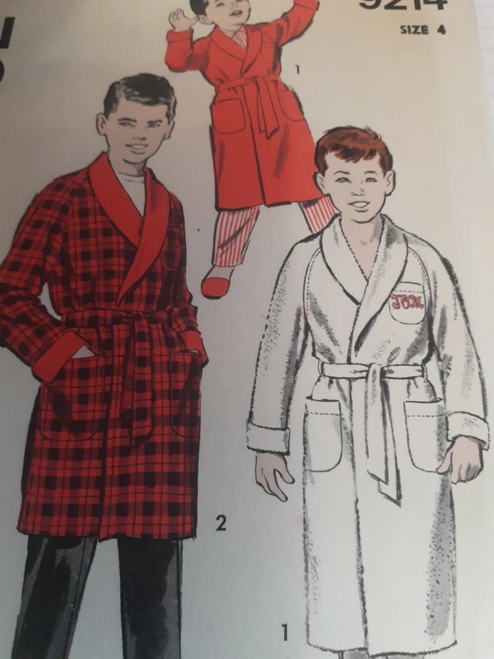 Robe Advance Sewing Pattern 9214 Boys Size 4 Cut VTG 50's Long Short Bath Tie - Image 2 of 4