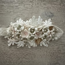 Vintage Bridal Hair Floral Pearls Wedding Headband Piece Baptism Communion
