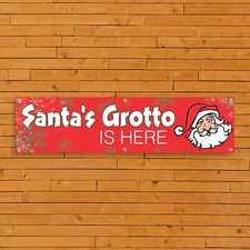 Santa's Grotto 007 PVC Banner - Red Christmas Sign Display Outdoor Signage