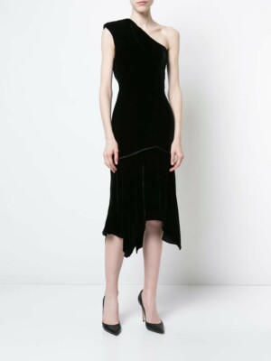 $695 JOSIE NATORI Asymmetric One Shoulder Cocktail Dress 6  display picture 1