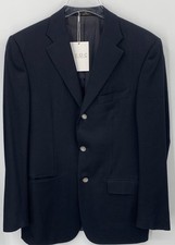Valentino Mens Navy Cashmere Notch Lapel Blazer Sport Jacket sz 50 6R